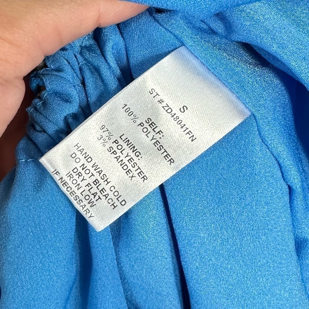 Fashion Nova Rio tropical blue floral maxi dress with leg slit size S - Picture 9 of 10
